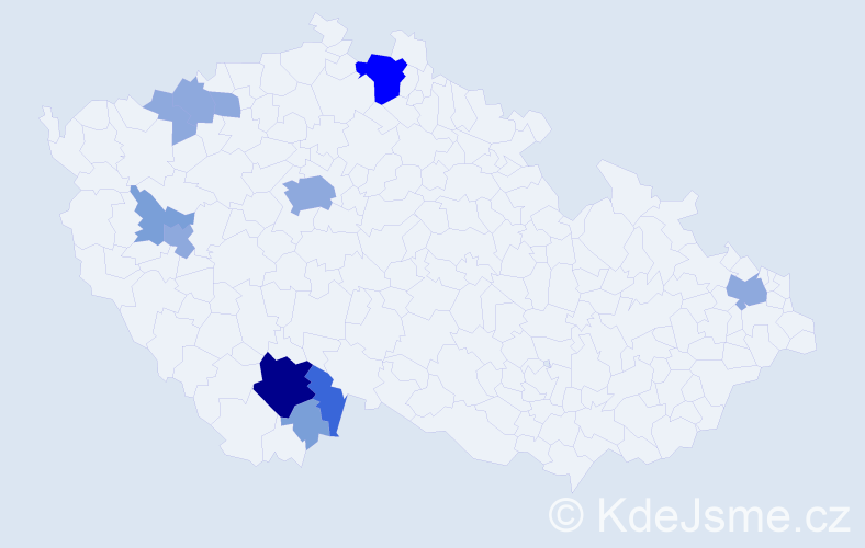 Příjmení: 'Kneysová', počet výskytů 26 v celé ČR