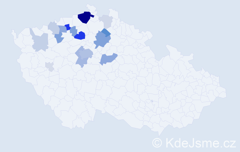Příjmení: 'Kybal', počet výskytů 43 v celé ČR