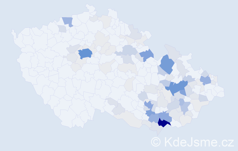 Příjmení: 'Dohnálek', počet výskytů 449 v celé ČR
