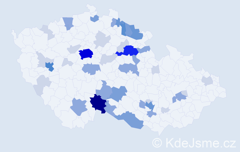 Příjmení: 'Krafková', počet výskytů 122 v celé ČR