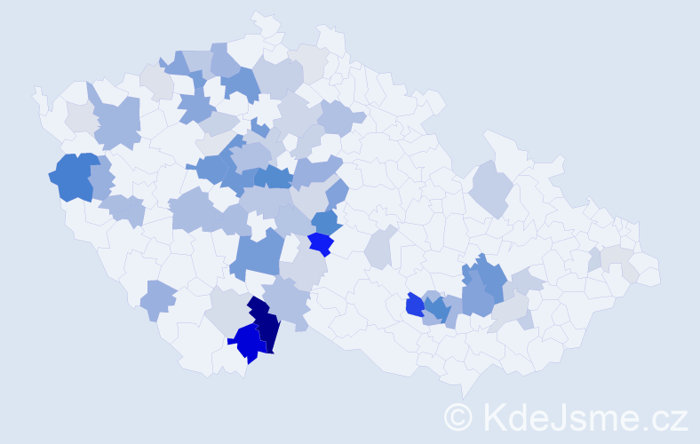 Příjmení: 'Kloc', počet výskytů 217 v celé ČR