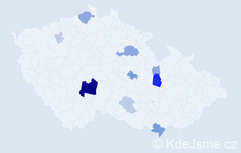 Příjmení: 'Čabák', počet výskytů 31 v celé ČR