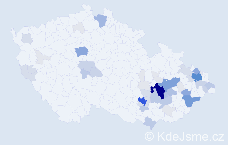 Příjmení: 'Krchňák', počet výskytů 189 v celé ČR
