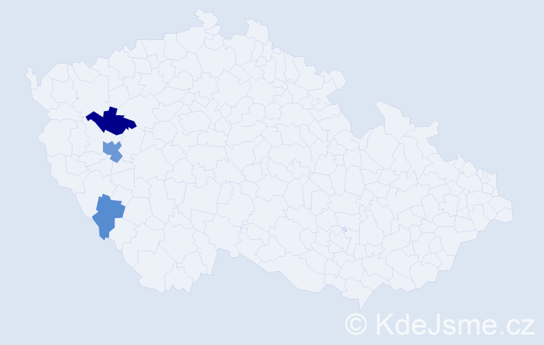 Příjmení: 'Mejchar', počet výskytů 7 v celé ČR