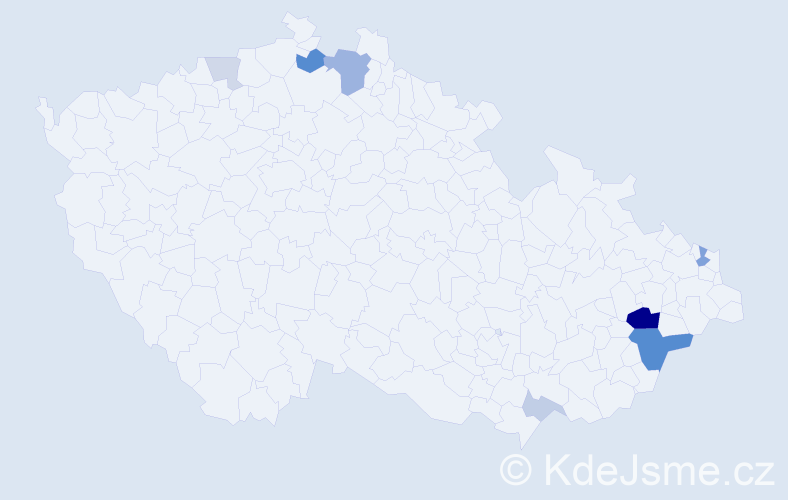 Příjmení: 'Klvánková', počet výskytů 21 v celé ČR
