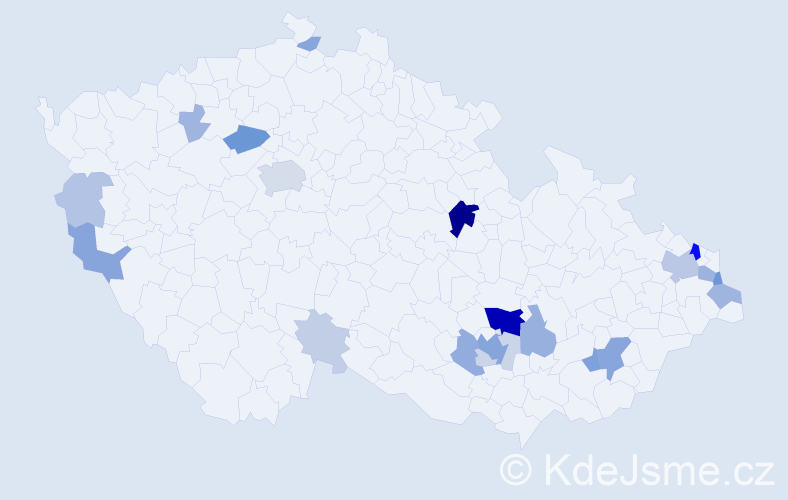 Příjmení: 'Lakotová', počet výskytů 75 v celé ČR