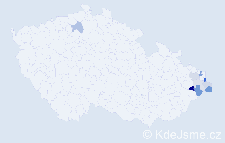 Příjmení: 'Fajčák', počet výskytů 23 v celé ČR