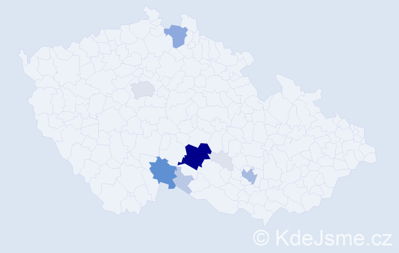 Příjmení: 'Měrtl', počet výskytů 52 v celé ČR
