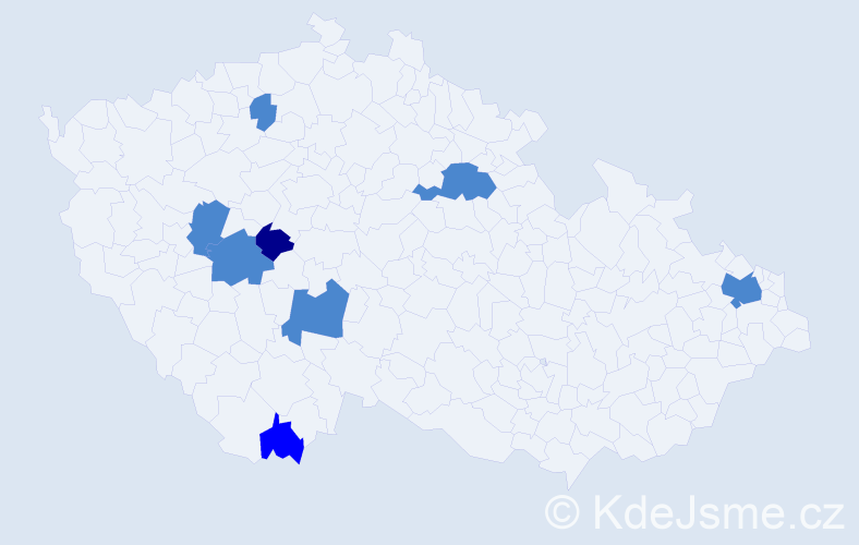 Příjmení: 'Benďáková', počet výskytů 11 v celé ČR