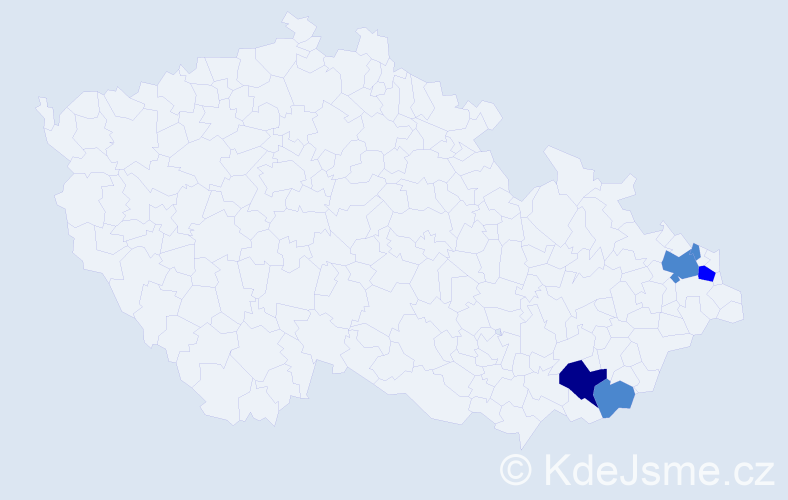 Příjmení: 'Čičelová', počet výskytů 8 v celé ČR
