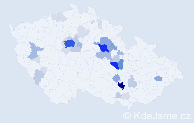 Příjmení: 'Tocháček', počet výskytů 125 v celé ČR