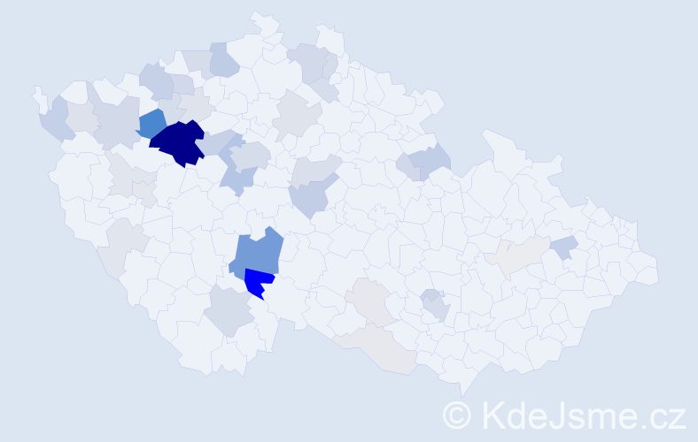 Příjmení: 'Trešl', počet výskytů 163 v celé ČR