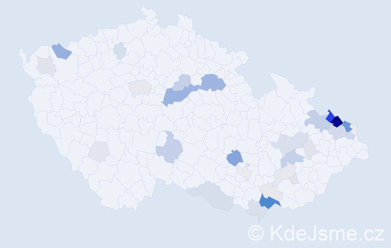 Příjmení: 'Bortlíková', počet výskytů 172 v celé ČR