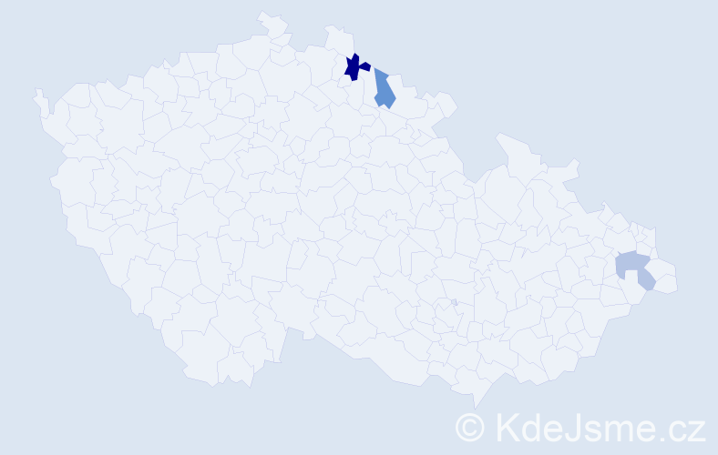 Příjmení: 'Vytrval', počet výskytů 4 v celé ČR