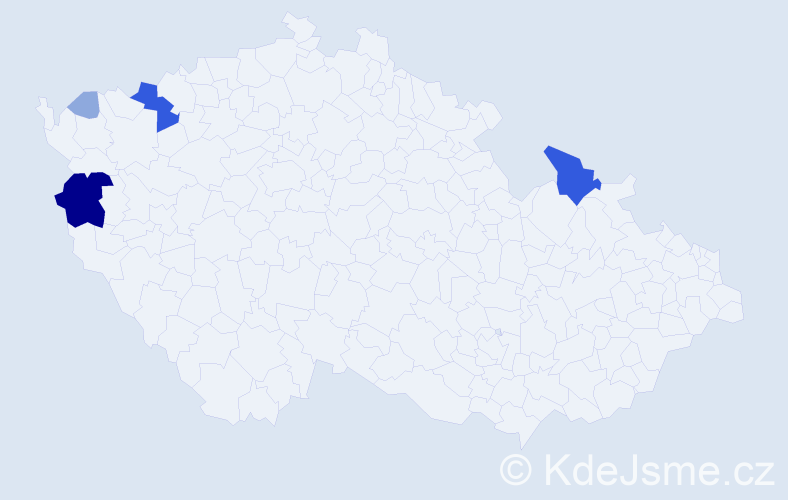 Příjmení: 'Kois', počet výskytů 12 v celé ČR