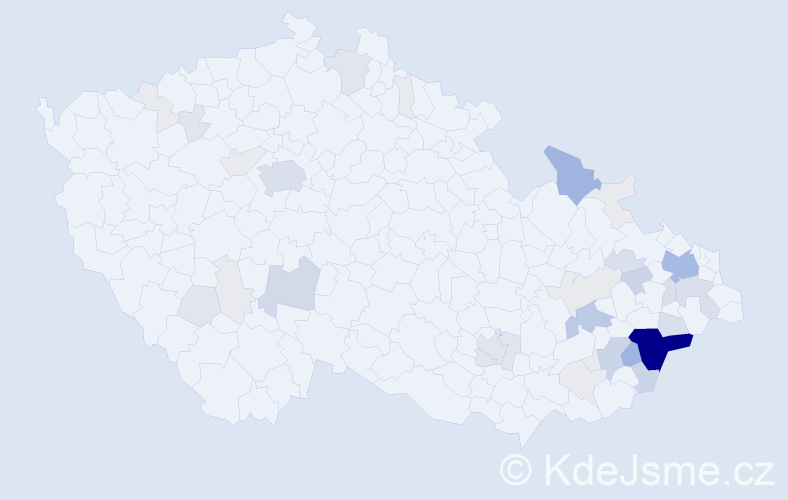Příjmení: 'Daňa', počet výskytů 158 v celé ČR