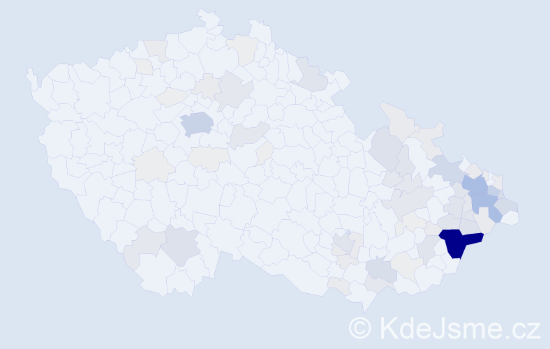 Příjmení: 'Kocurková', počet výskytů 314 v celé ČR