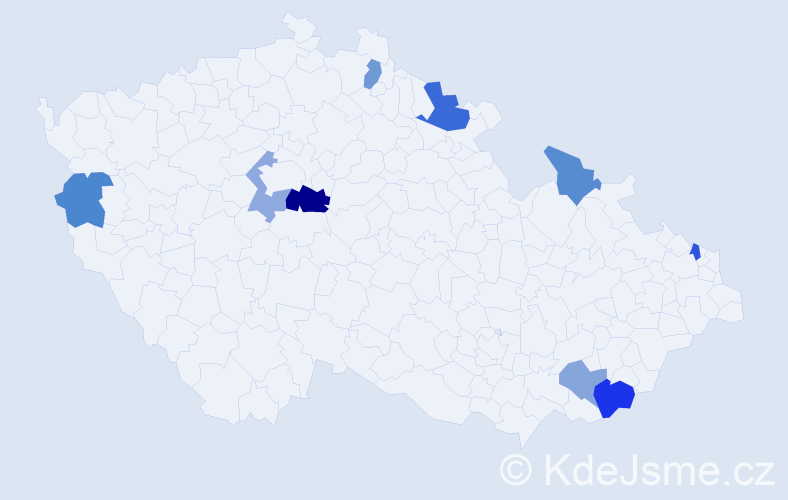 Příjmení: 'Kyseľová', počet výskytů 13 v celé ČR