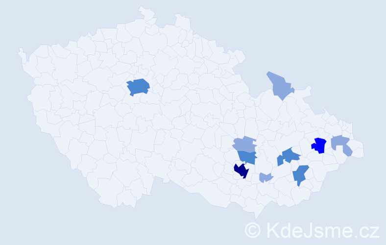 Příjmení: 'Zimula', počet výskytů 21 v celé ČR