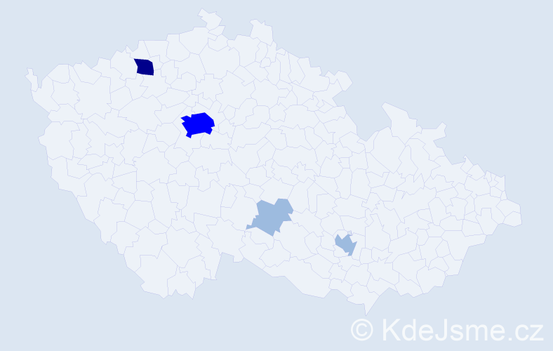 Příjmení: 'Nedev', počet výskytů 9 v celé ČR