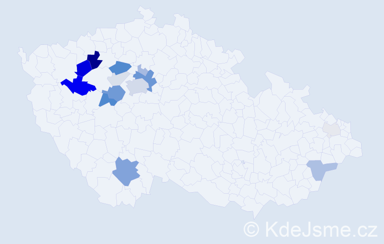 Příjmení: 'Kináč', počet výskytů 50 v celé ČR
