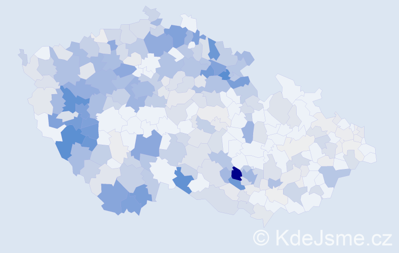 Příjmení: 'Valešová', počet výskytů 1449 v celé ČR