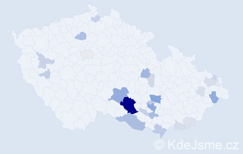 Příjmení: 'Padělková', počet výskytů 106 v celé ČR