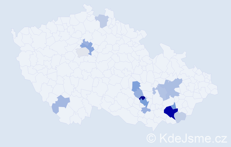 Příjmení: 'Škára', počet výskytů 55 v celé ČR