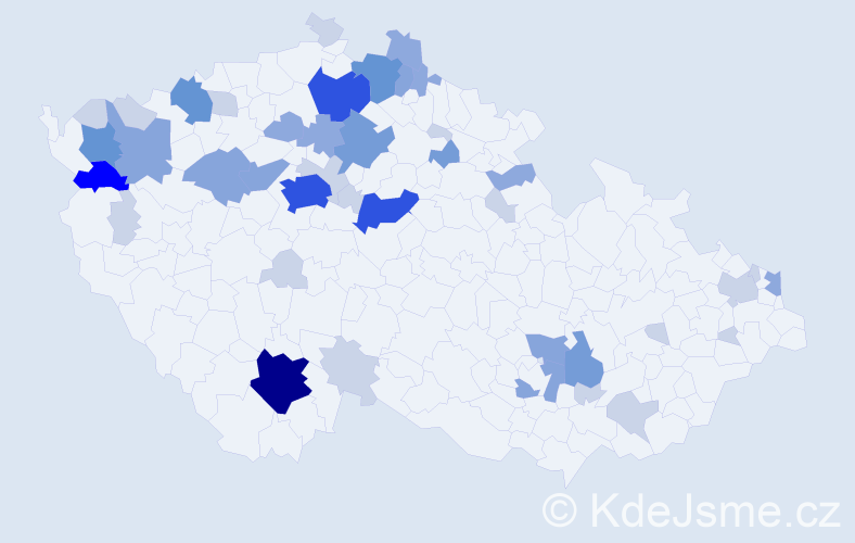 Příjmení: 'Váradiová', počet výskytů 121 v celé ČR