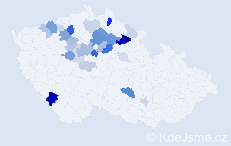 Příjmení: 'Ouředníček', počet výskytů 82 v celé ČR