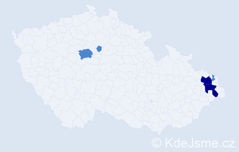 Příjmení: 'Plac', počet výskytů 9 v celé ČR