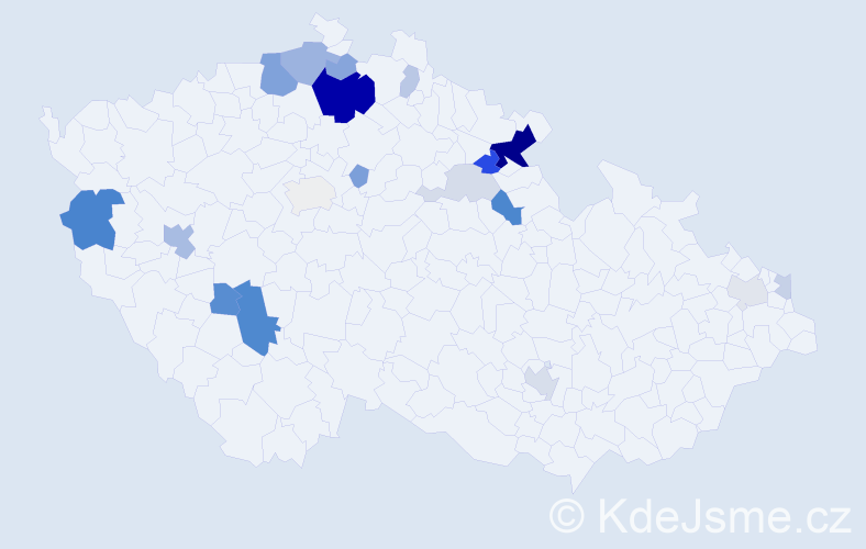 Příjmení: 'Ládr', počet výskytů 51 v celé ČR