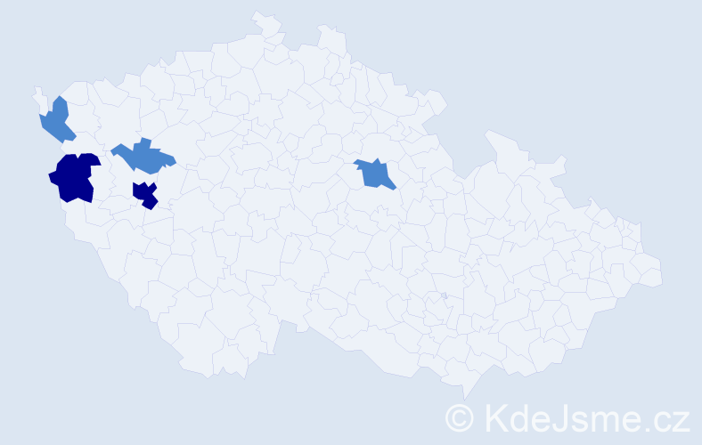 Příjmení: 'Vojček', počet výskytů 9 v celé ČR