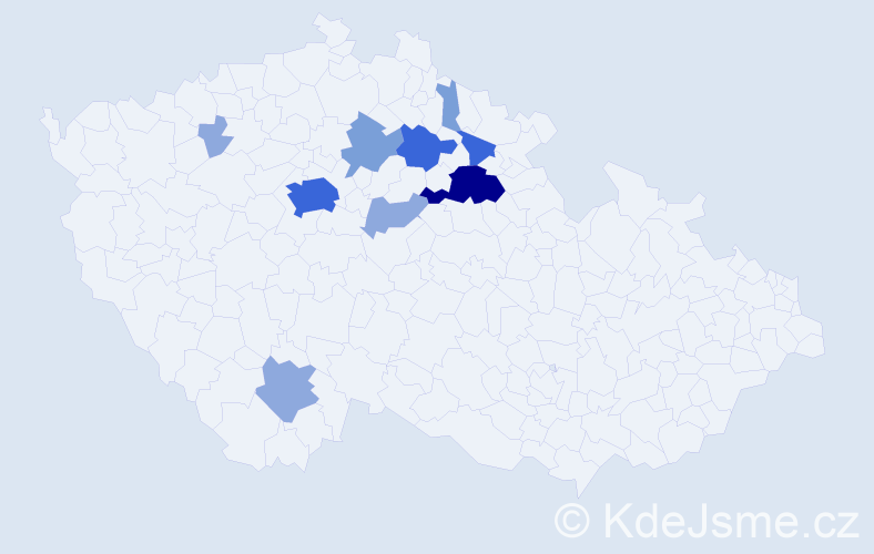 Příjmení: 'Klouza', počet výskytů 26 v celé ČR