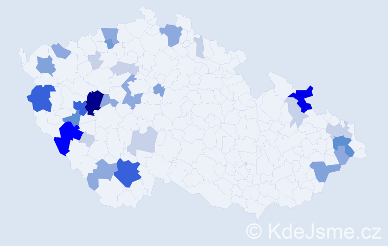 Příjmení: 'Tejček', počet výskytů 99 v celé ČR