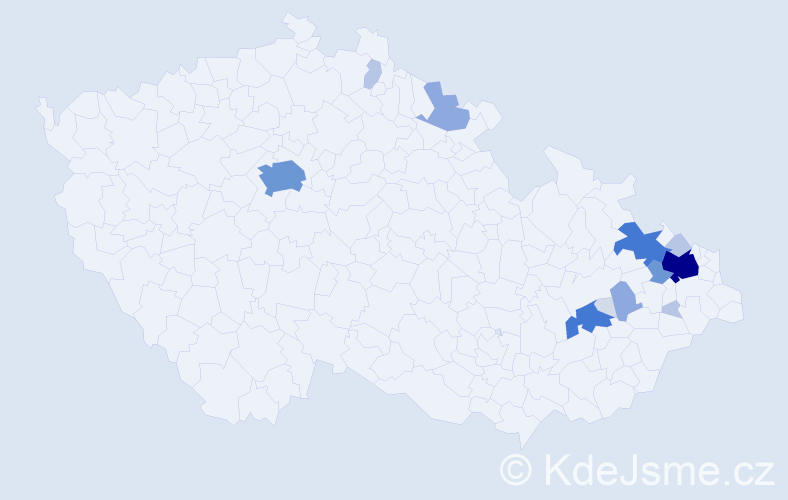 Příjmení: 'Fešar', počet výskytů 60 v celé ČR