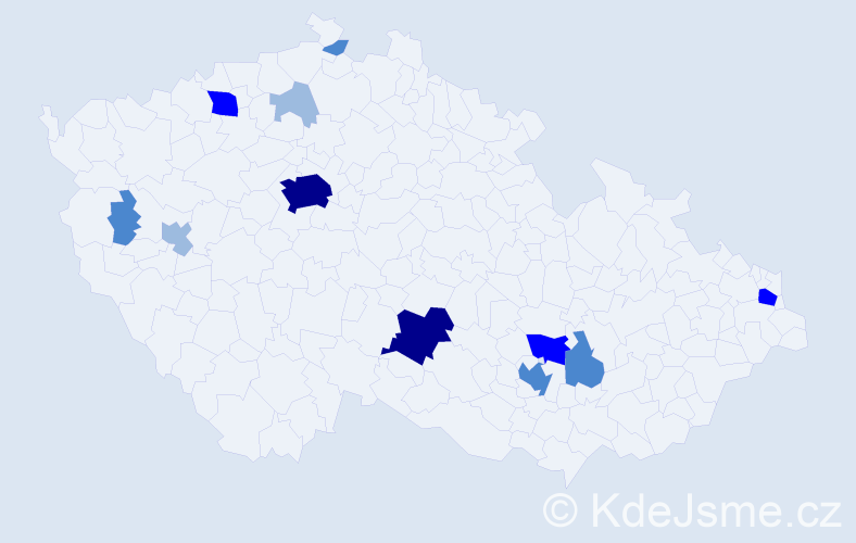 Příjmení: 'Hlaváčiková', počet výskytů 27 v celé ČR