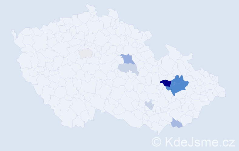 Příjmení: 'Vyvozil', počet výskytů 25 v celé ČR
