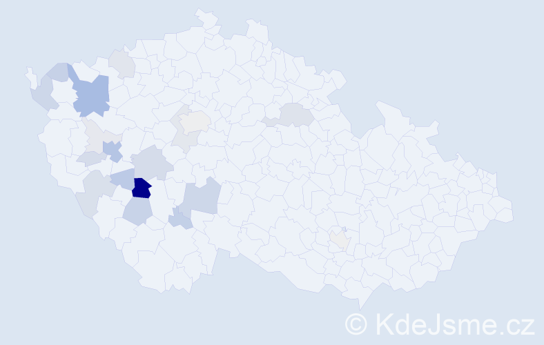 Příjmení: 'Cheníček', počet výskytů 64 v celé ČR