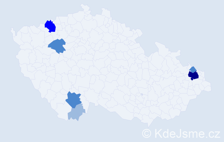 Příjmení: 'Radimec', počet výskytů 15 v celé ČR