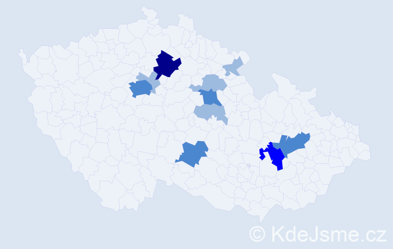 Příjmení: 'Knillová', počet výskytů 19 v celé ČR