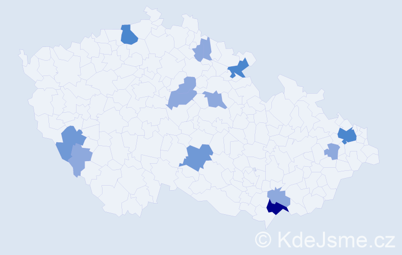 Příjmení: 'Leskovská', počet výskytů 27 v celé ČR