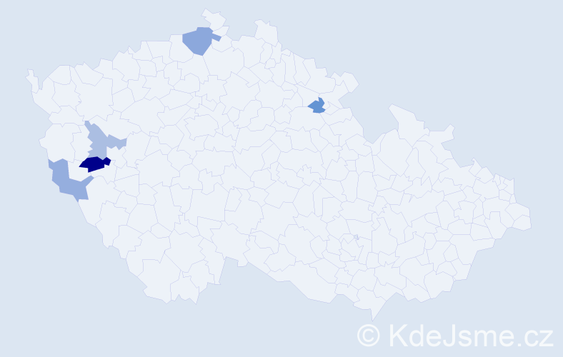 Příjmení: 'Pechtlová', počet výskytů 8 v celé ČR