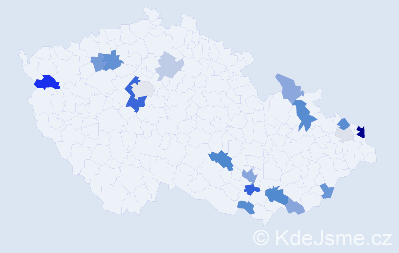 Příjmení: 'Zúbková', počet výskytů 44 v celé ČR