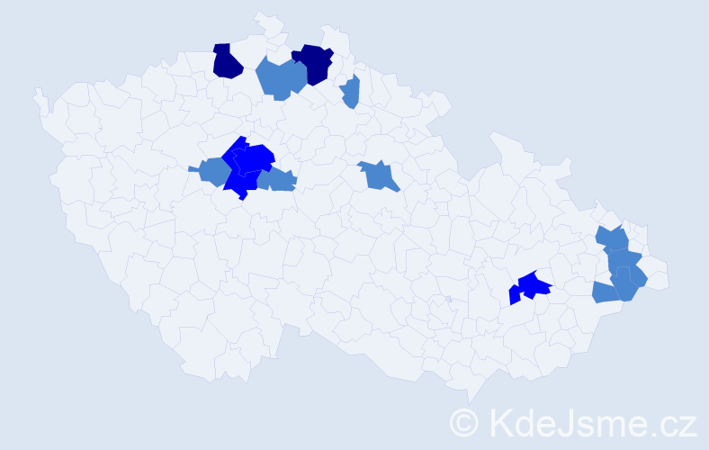 Příjmení: 'Hagan', počet výskytů 21 v celé ČR