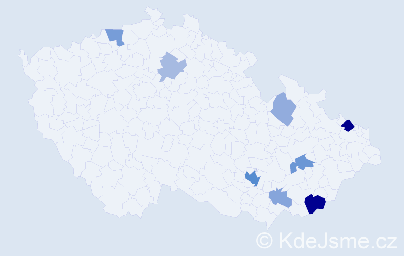 Příjmení: 'Zavrtalová', počet výskytů 22 v celé ČR
