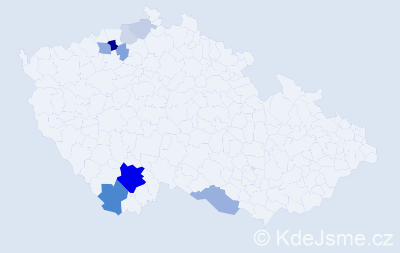 Příjmení: 'Niedl', počet výskytů 26 v celé ČR