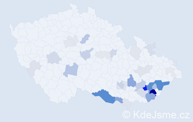 Příjmení: 'Bětík', počet výskytů 124 v celé ČR