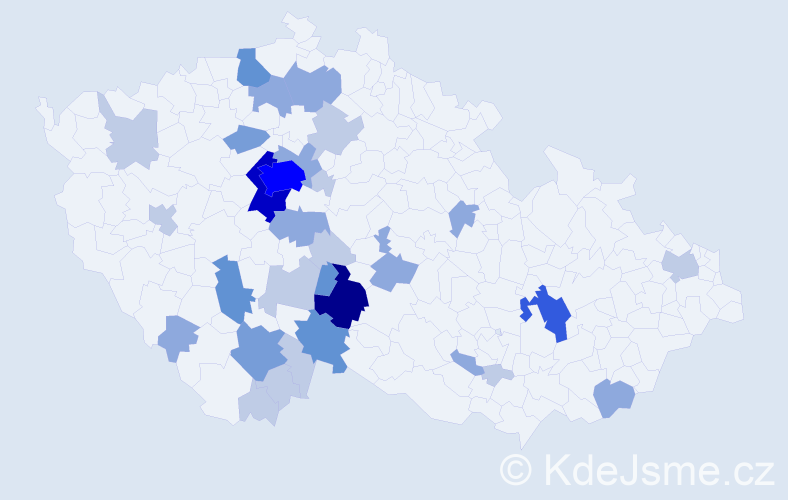 Příjmení: 'Kumžáková', počet výskytů 84 v celé ČR