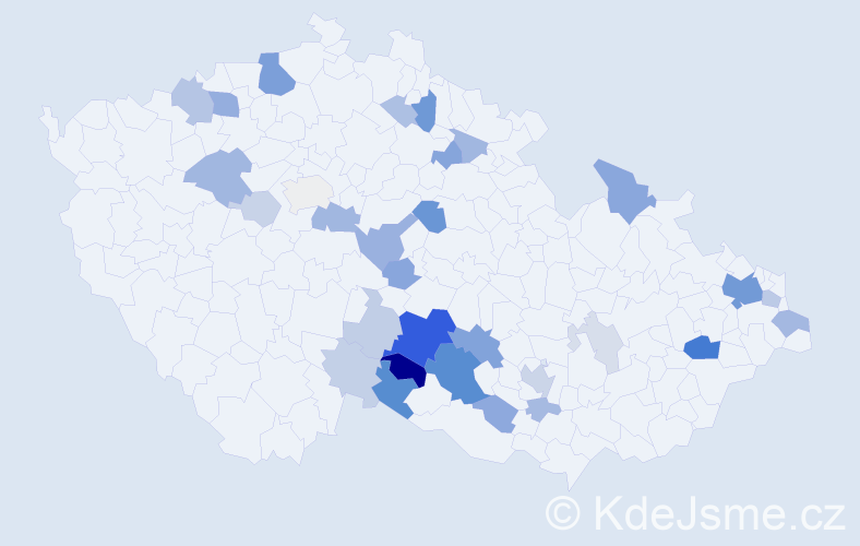 Příjmení: 'Netolička', počet výskytů 87 v celé ČR